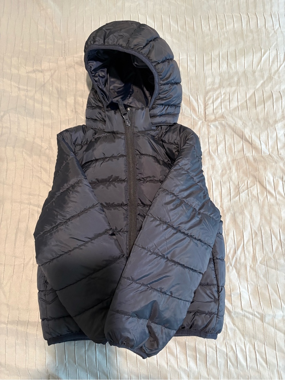 H&M Navy Quilted Hooded Puffer Jacket
